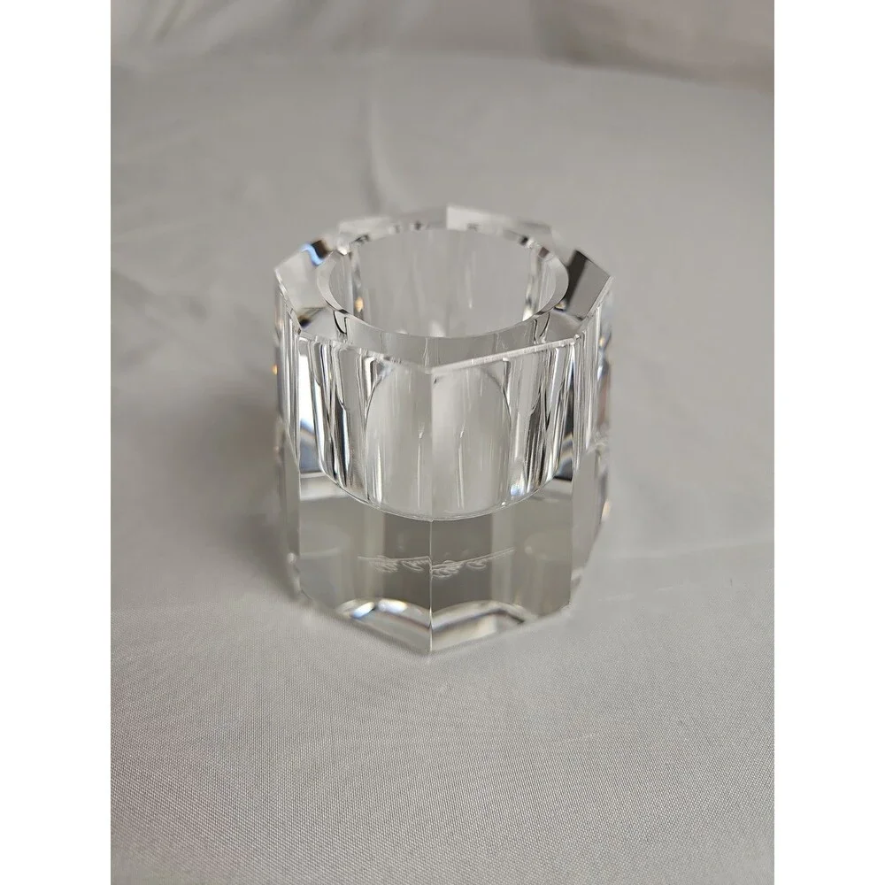 VTG Oleg Cassini Crystal Octagonal Votive Candle Holder Cut Glass Tea Light